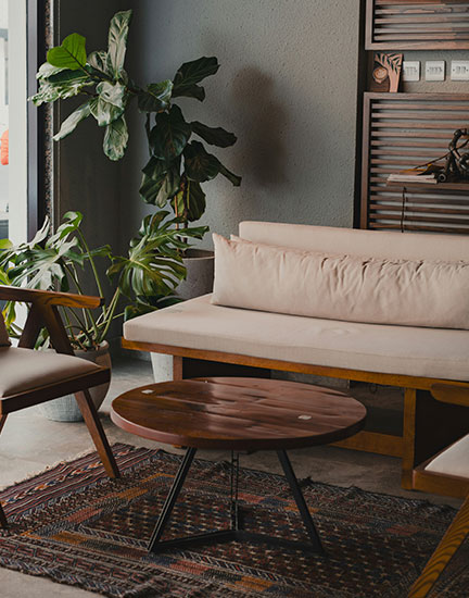 image of a styled white lounge